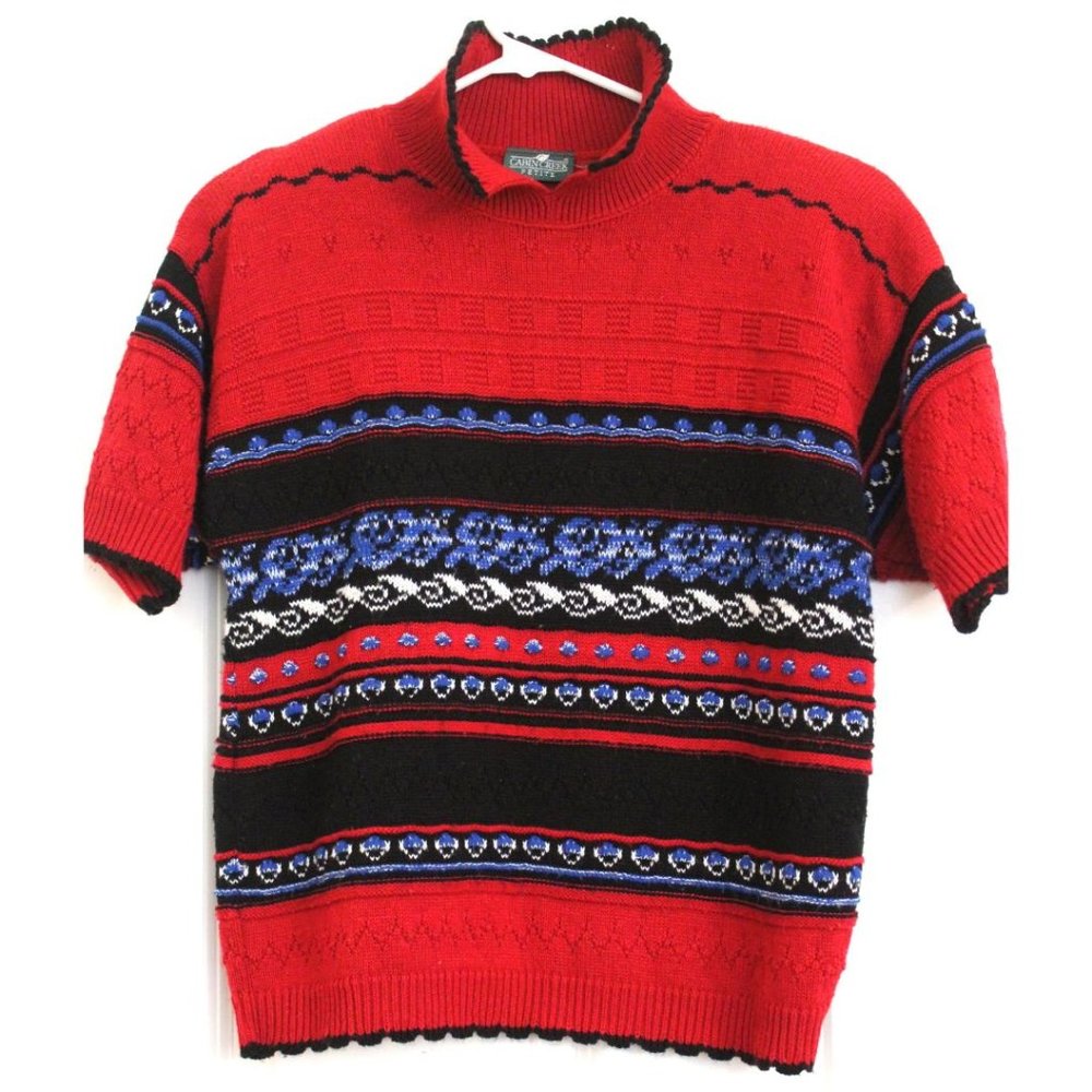 Cabin Creek Vintage Red Sweater Collar Cottagecore fairisle Whimsigoth